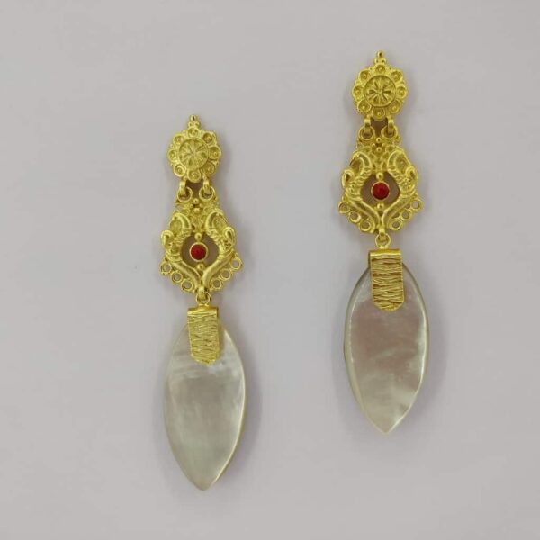 Harappan Long Dangling Earrings White