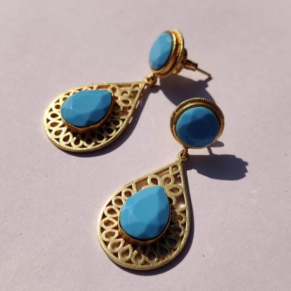 Turquoise Frame Dangling Earrings Side 1