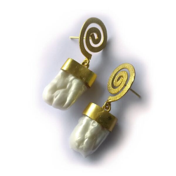 Baroque Golden Spiral Earrings