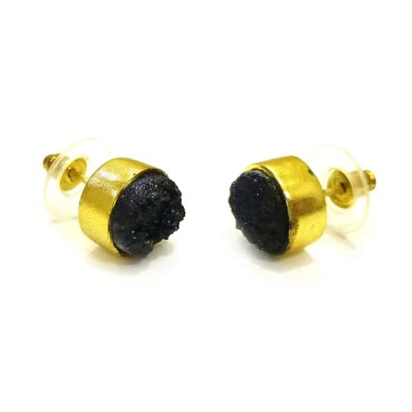 Charcoal Gold Rimmed Studs