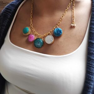 Morning Glory Multi-color Golden Necklace Adjustable Chain Body Lifestyle
