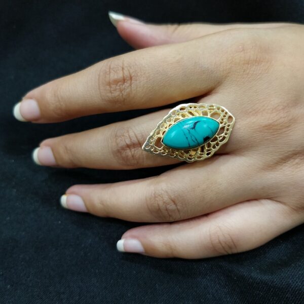 Turquoise Cutouts Marquise Ring