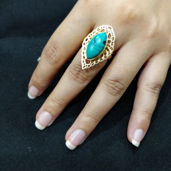 Turquoise Cutouts Marquise Ring