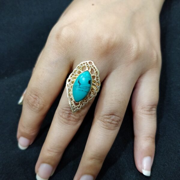 Turquoise Cutouts Marquise Ring