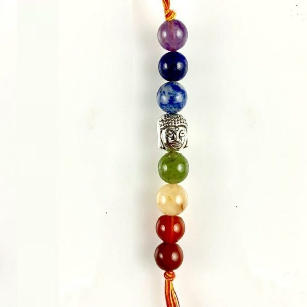 Designer Buddha Seven Chakra Rakhi with Real Natural Gemstones for Brother