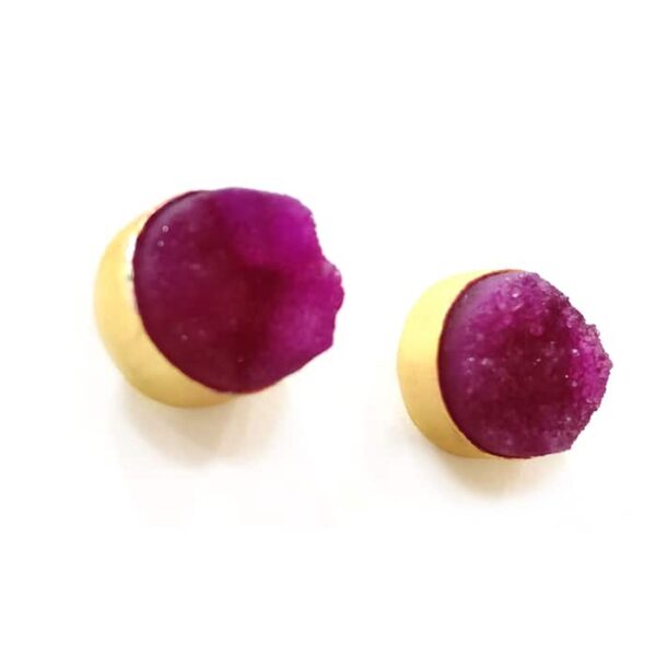 Druzy Gold Plated Rimmed Round Studs