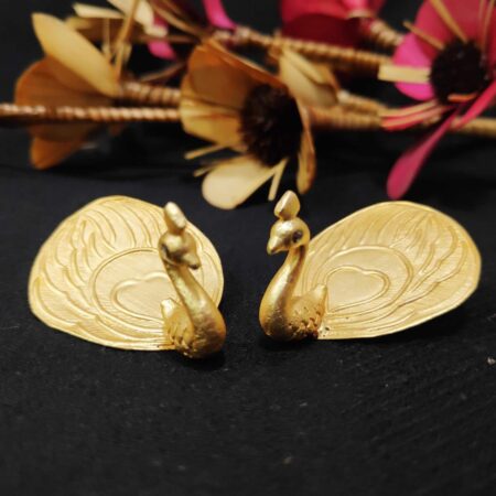 Dancing Peacock Gold Plated 3D Ear studs