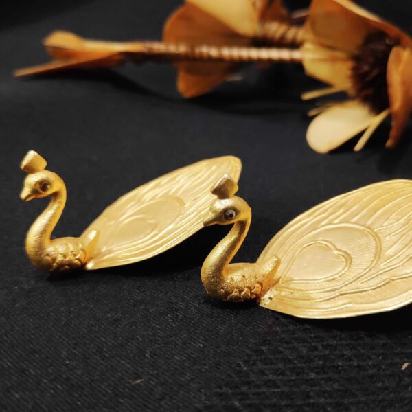 Dancing Peacock Gold Plated 3D Ear studs