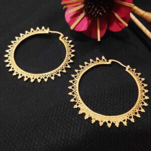 Glamorous Delicate Filigree Gold Plated Hoops