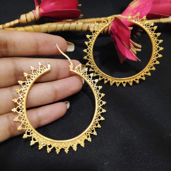 Glamorous Delicate Filigree Gold Plated Hoops