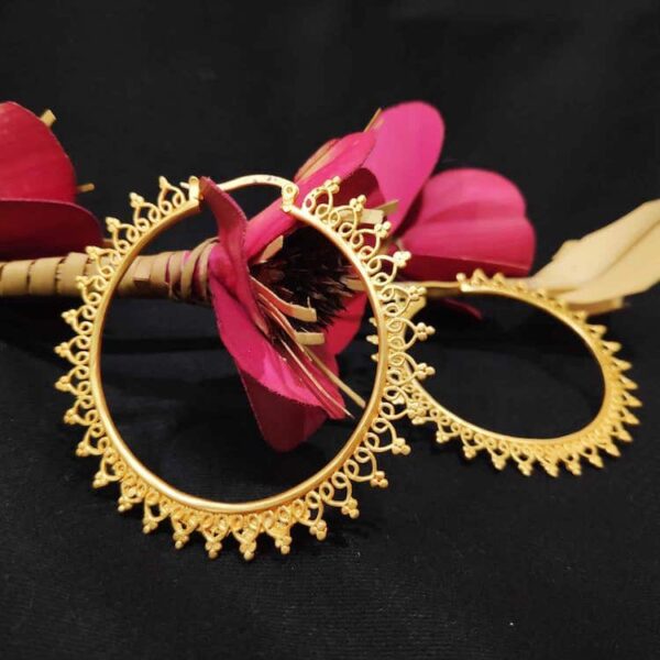 Glamorous Delicate Filigree Gold Plated Hoops