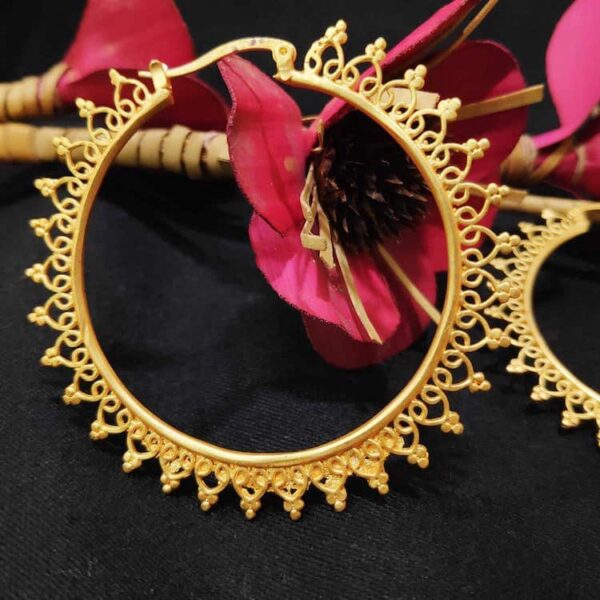 Glamorous Delicate Filigree Gold Plated Hoops