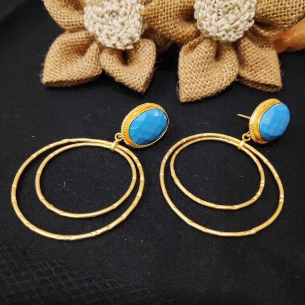 Classic Concentric Round Danglers with Turquoise