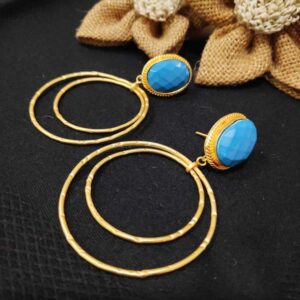 Classic Concentric Round Danglers with Turquoise