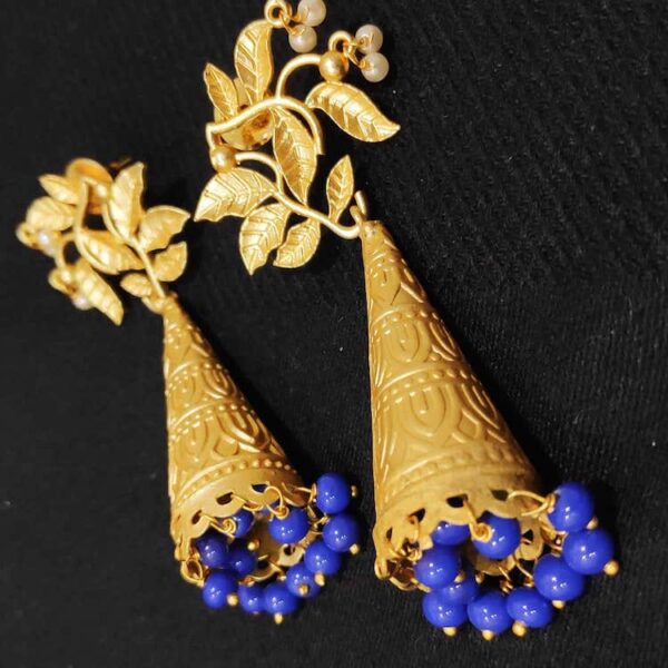 Leafy Top Long Flute Jhoomer Earrings