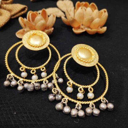 Concentric Multidrop Pearl Ghungroo Earrings