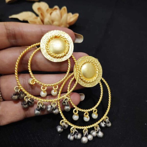 Concentric Multidrop Pearl Ghungroo Earrings