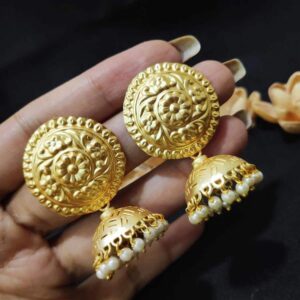 Temple Jewellery Round Stud Pearl Jhumki Earrings