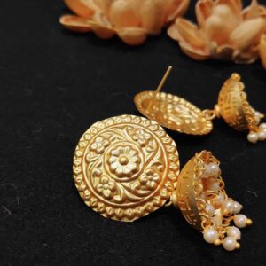 Temple Jewellery Round Stud Pearl Jhumki Earrings