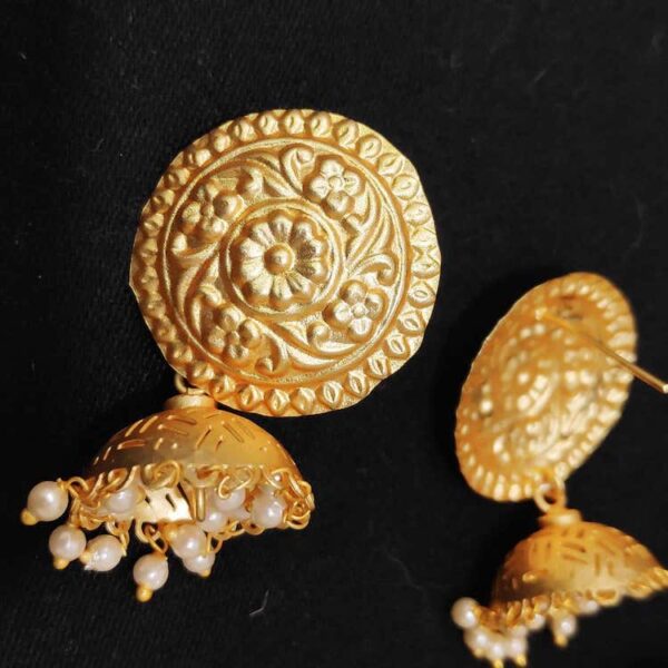 Temple Jewellery Round Stud Pearl Jhumki Earrings