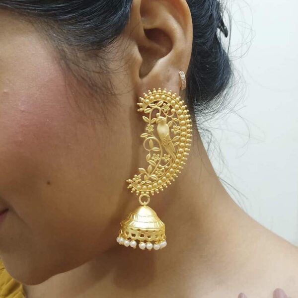 Delicate Ornamental Filigree Floral Jhumki Earrings