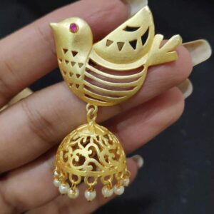 Handcrafted Flying Bird Pearl Jhumki Earrings