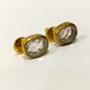 Classic Studs set in Gold Plated Bezel with Quartz Side