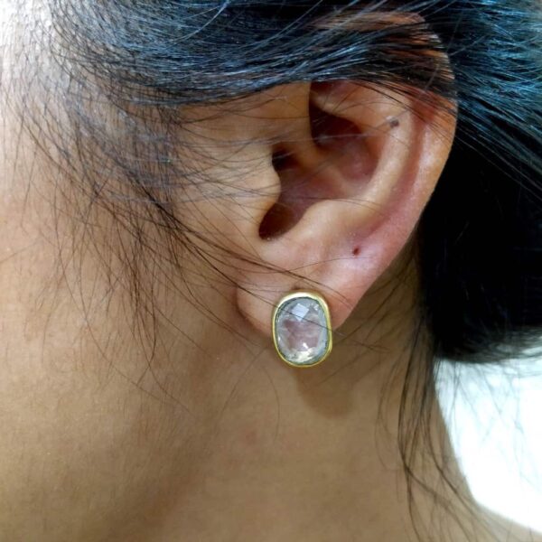 Classic Studs set in Goldplated Bezel with Quartz Ear