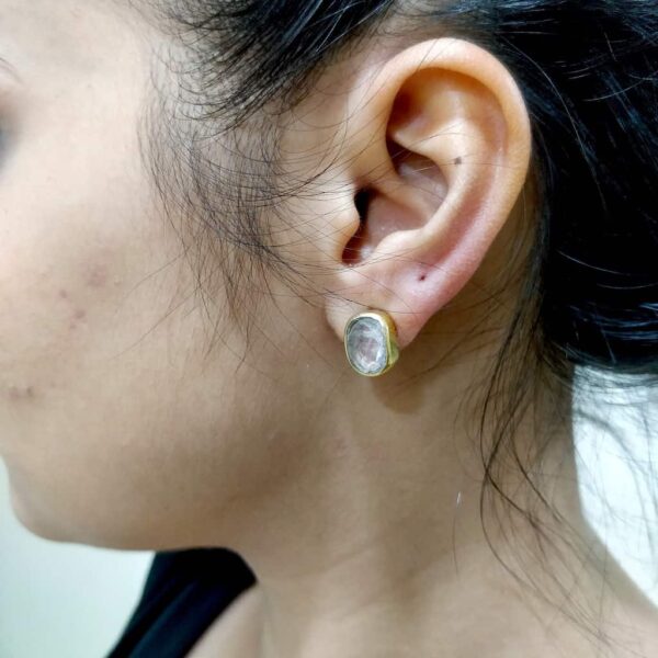 Classic Studs set in Goldplated Bezel with Quartz on Ears