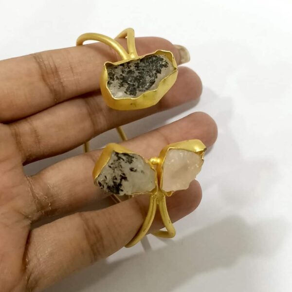 Handmade Baroque Gemstones Open Oval Bangle Hand 1