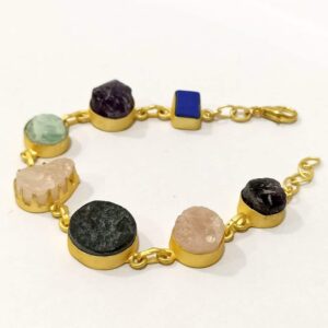 Mix Natural Gemstones Bracelet with Adjustable Chain