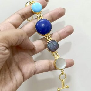 Flexible Multicolor Bracelet with Semiprecious Stones Hand