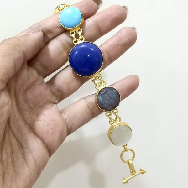 Flexible Multicolor Bracelet with Semiprecious Stones Hand 1