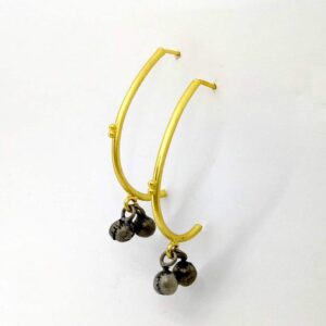 Curved J Hoop Earrings with Ghungroo Drop Side 1