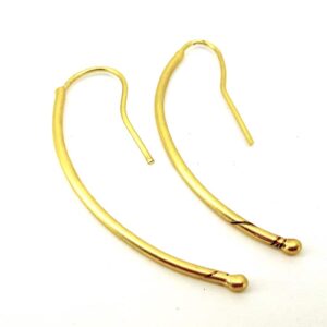Gold Plated Curved Bar Hook Earrings