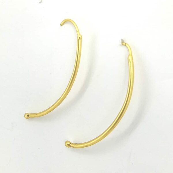 Gold Plated Curved Bar Hook Earrings Side 1