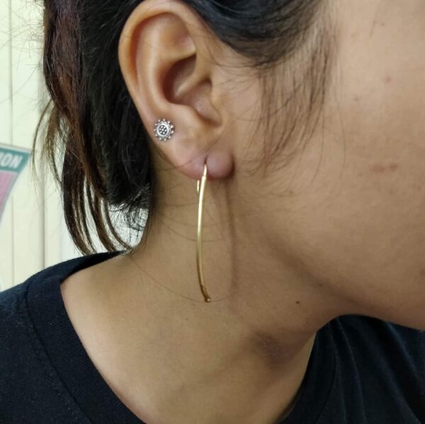 Gold Plated Curved Bar Hook Earrings Body