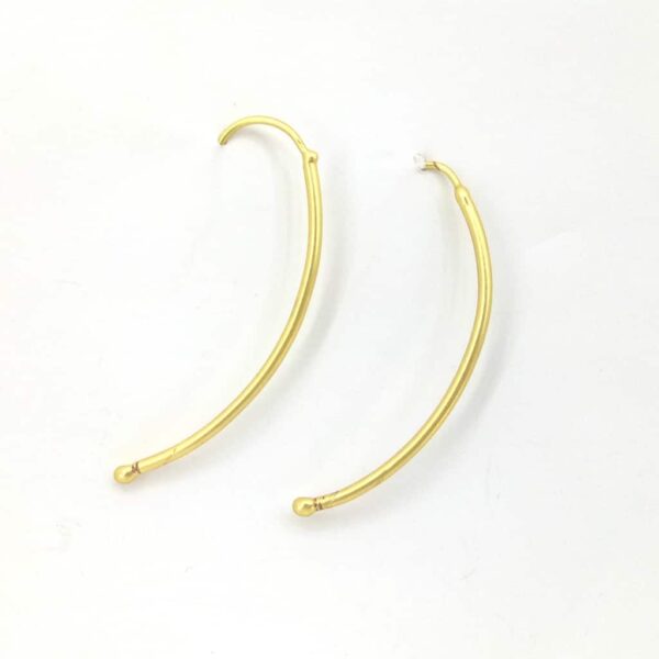 Gold Plated Curved Bar Hook Earrings Side