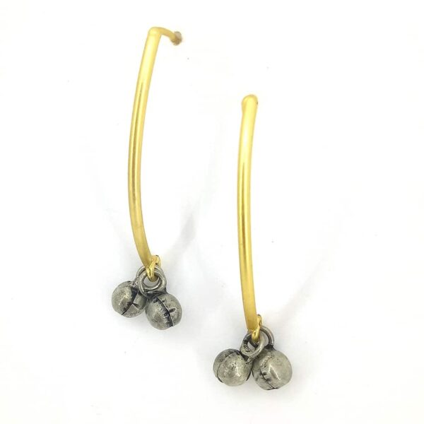 Ghungroo Drop Earrings with Goldplated Curved Shaft Side 2