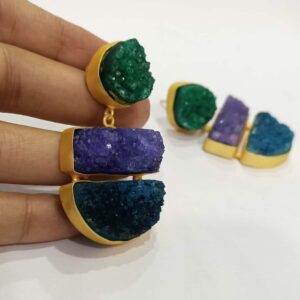 Spring Season Multi-color Druzy Earrings Hand