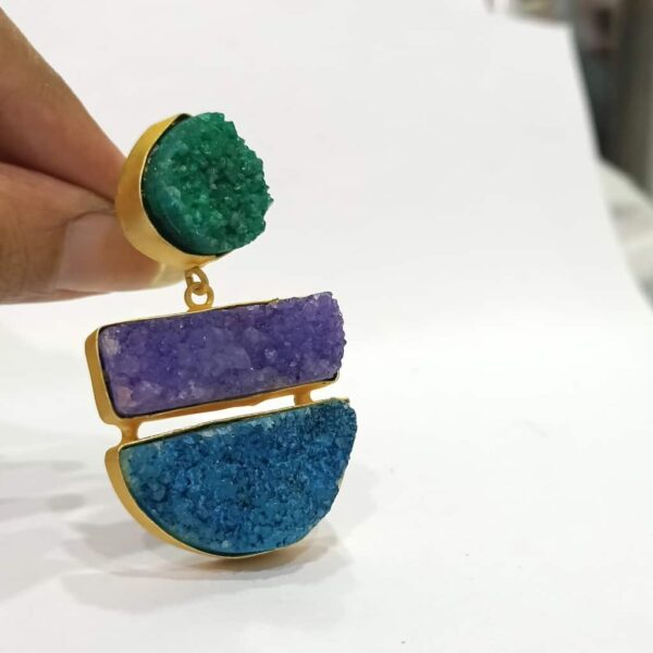 Spring Season Multi-color Druzy Earrings Close