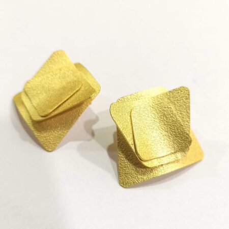 Goldplated Origami Textured Stud Earrings