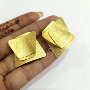 Goldplated Origami Textured Stud Earrings Hand