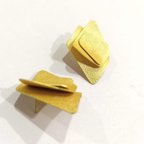 Goldplated Origami Textured Stud Earrings