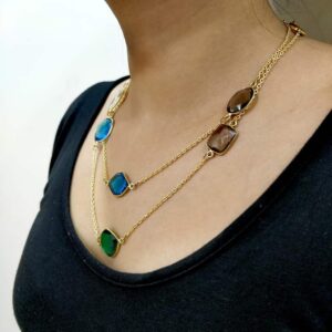 Multi-Color Candy Long Chain Necklace Body Side