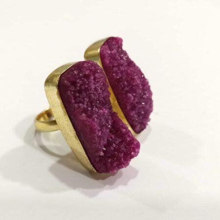 Grape Purple-Pink Druzy Bi-Finger Ring