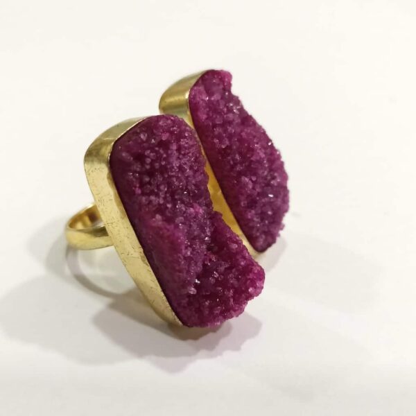 Grape Purple-Pink Druzy Bi-Finger Ring Hand Body