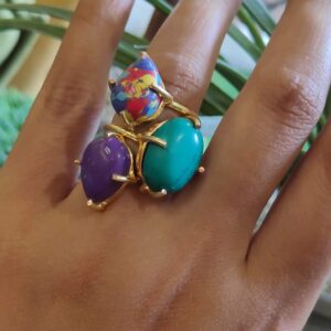 Semi Precious Purple, Blue and Multi Stone Stackable Rings Main