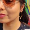Curved J Hoop Earrings with Ghungroo Drop - Image 4