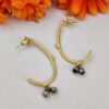 Curved J Hoop Earrings with Ghungroo Drop - Image 9